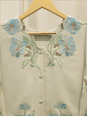 2 Piece - Embroidered Linen Suit WS00200
