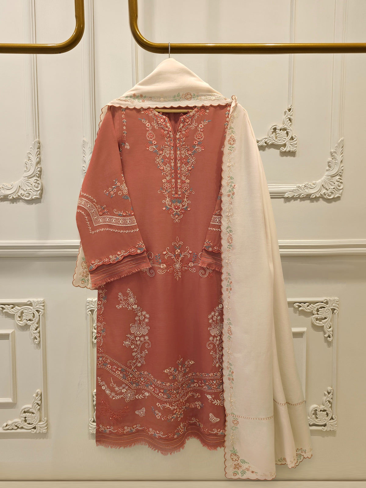 3 Piece - Embroidered Kora Cotton Suit  S112800