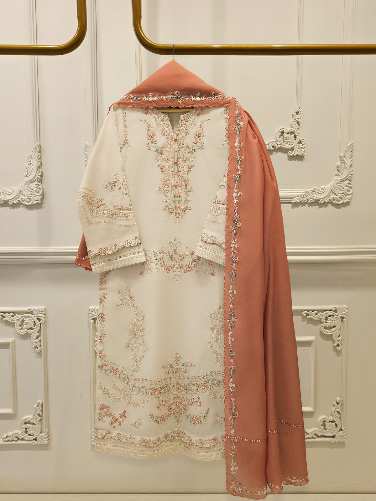 3 Piece - Embroidered Kora Cotton Suit  S112817