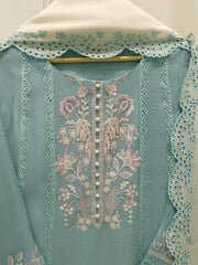 3 Piece - Pure Embroidered Cotton Net Suit S112900