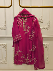 3 Piece- Pure Khaddi Silk Embroidered Suit S112921