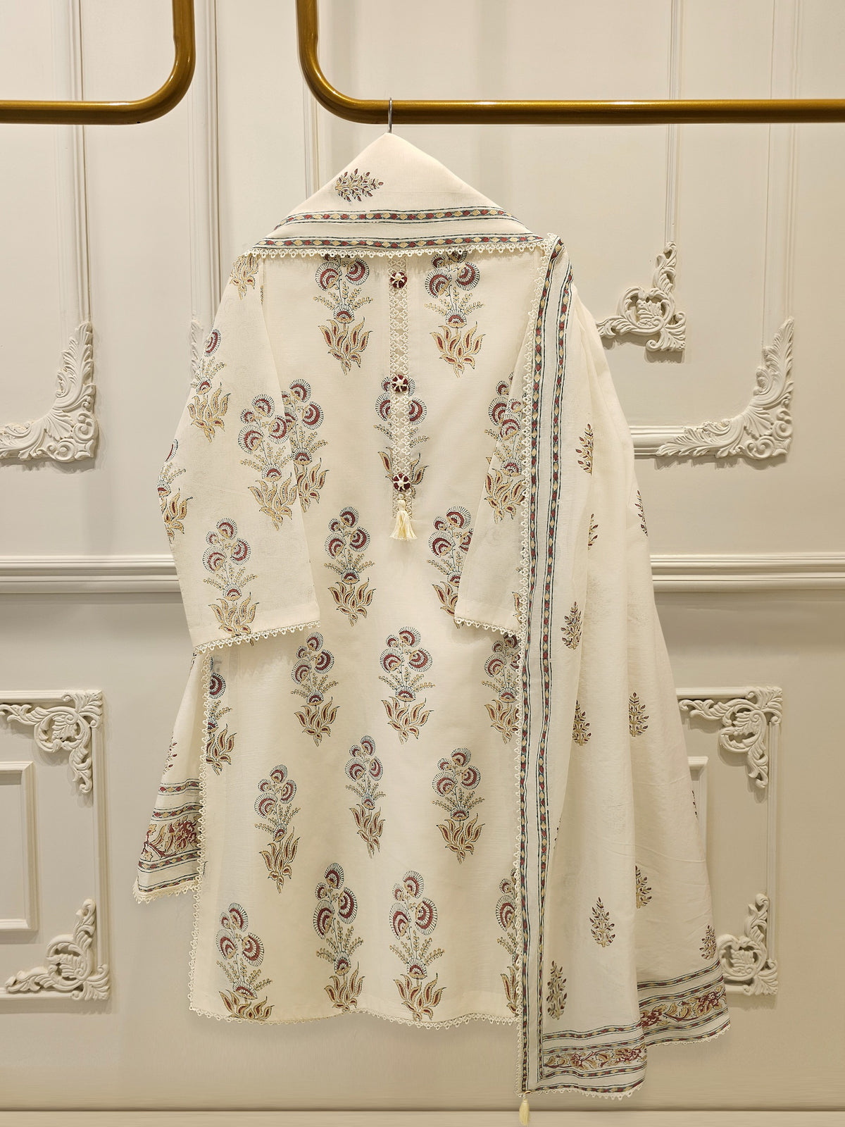 3 Piece - Hand Block Printed Kora Cotton Suit  S112922