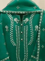 2 Piece - Pure Organza Embroidered Suit S112923