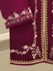 3 Piece-  Pure Embroidered Sheesha Silk Suit S112927