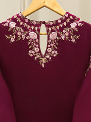 3 Piece-  Pure Embroidered Sheesha Silk Suit S112927