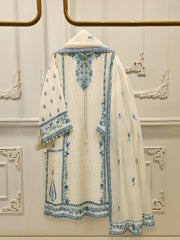 3 Piece - Pure Chiffon Embroidered Suit S112952