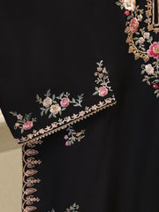 3 Piece-  Pure Embroidered Sheesha Silk Suit S112959