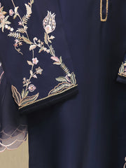 3 Piece-  Pure Embroidered Sheesha Silk Suit S112967