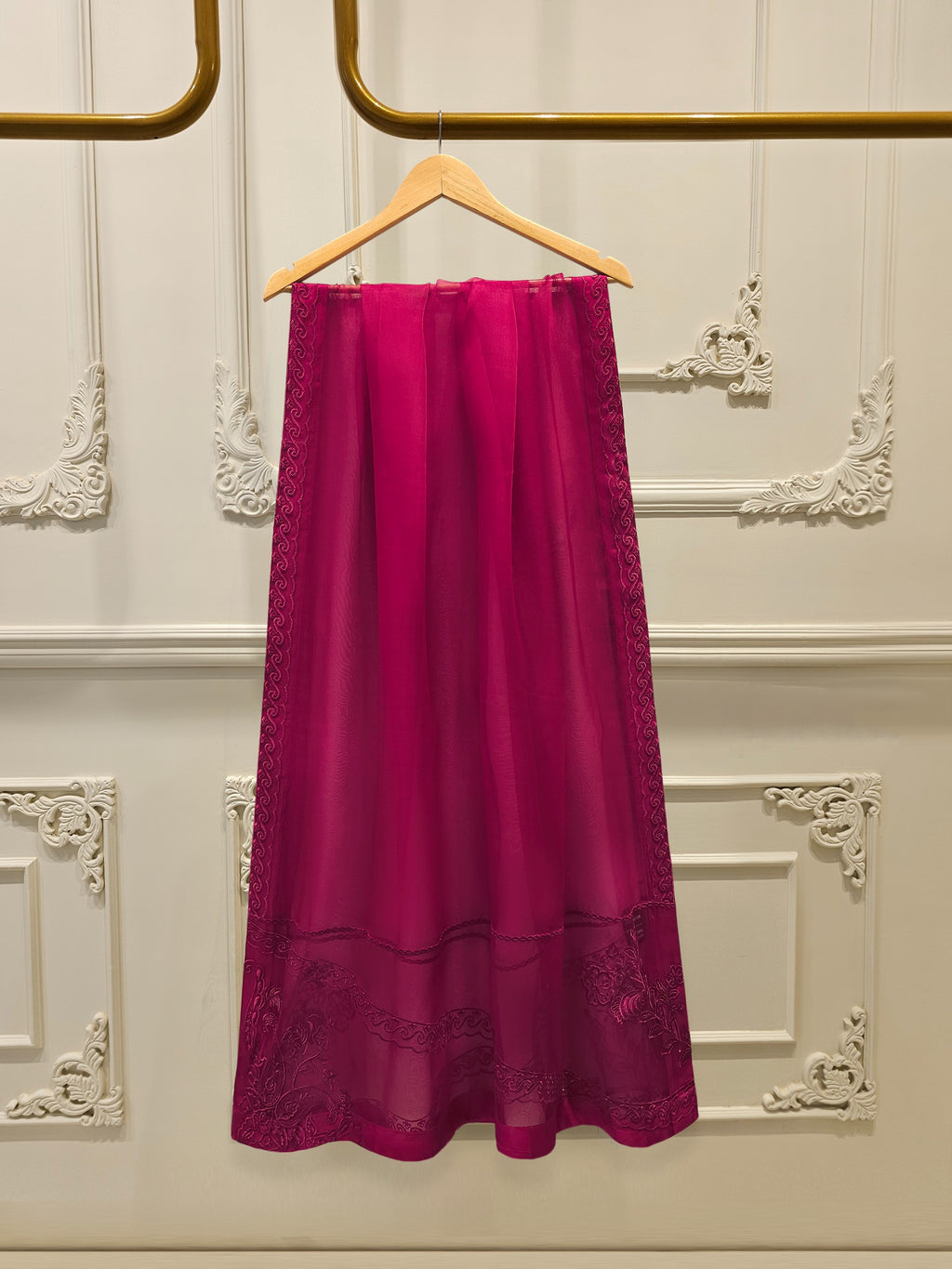 3 Piece - Pure Organza Embroidered Suit S112973