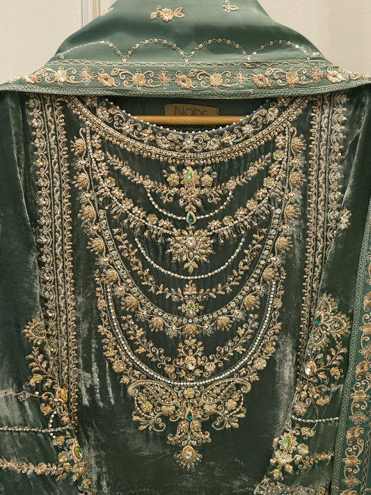3 Piece - Embroidered Velvet Suit WS00220