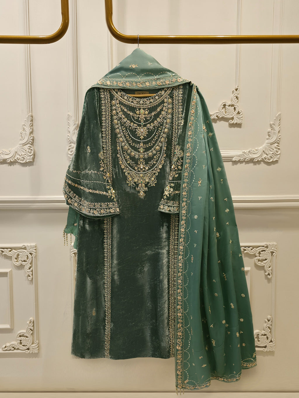 3 Piece - Embroidered Velvet Suit WS00220