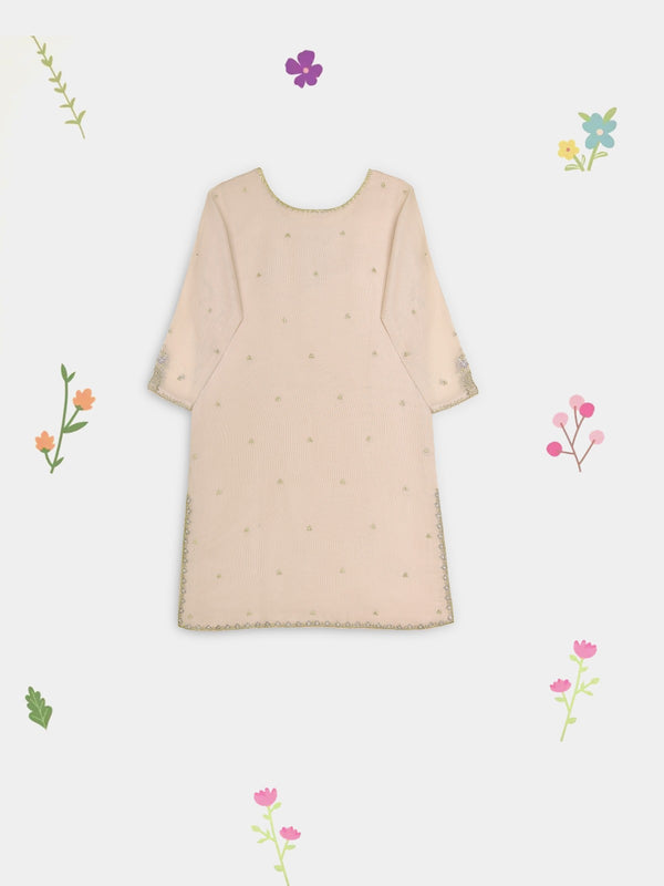 (Kids) 3 Piece - Embroidered Cotton Net Suit BRK-04