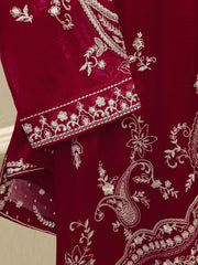 3 Piece - Pure Embroidered Cotton Net Suit S112982