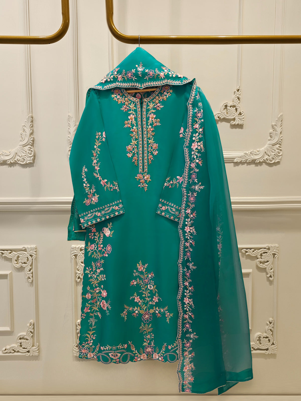 2 Piece- Pure Khaddi Silk Embroidered Suit S113007