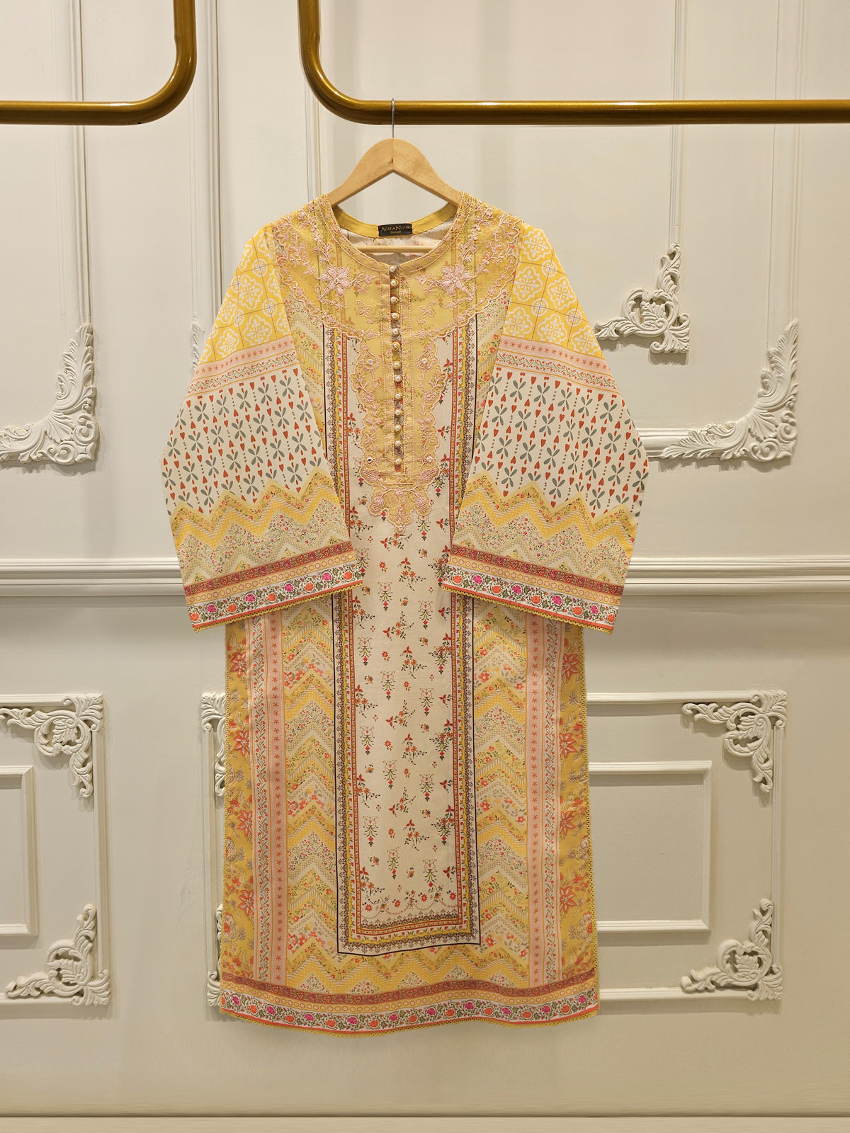 Digital Printed Embroidered Cambric Shirt S113117