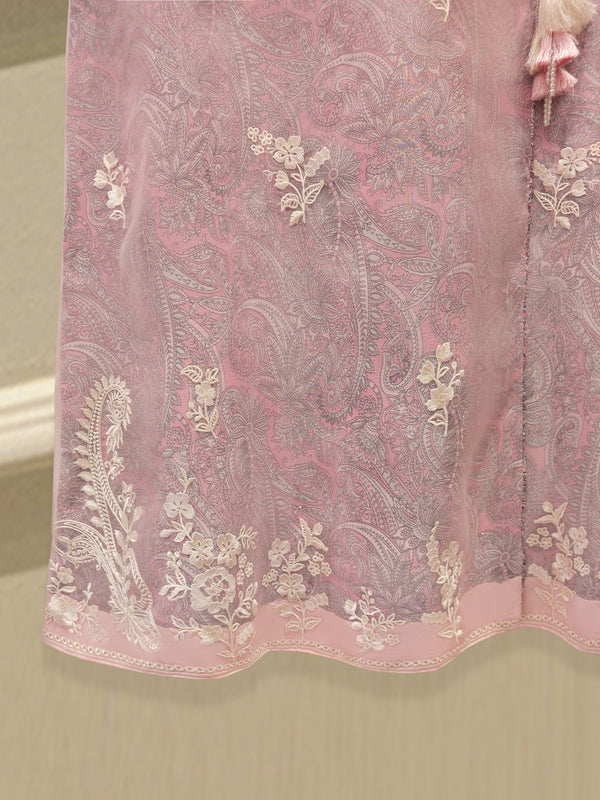 3 Piece - Pure Organza Embroidered Suit S113120