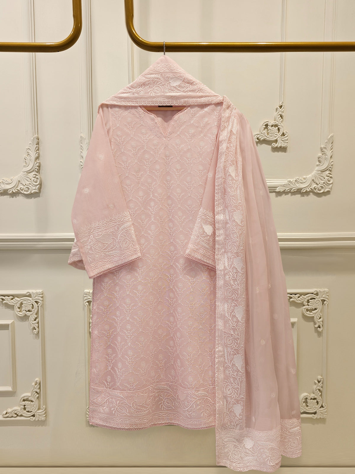 3 Piece - Pure Embroidered Cotton Net Suit S113118
