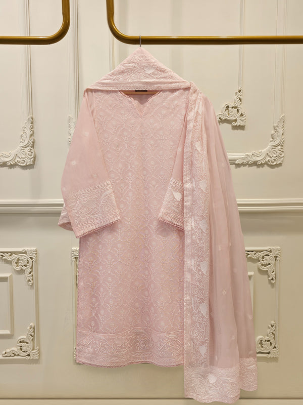 3 Piece - Pure Embroidered Cotton Net Suit S113118