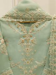 3 Piece - Pure Organza Embroidered Suit S113260