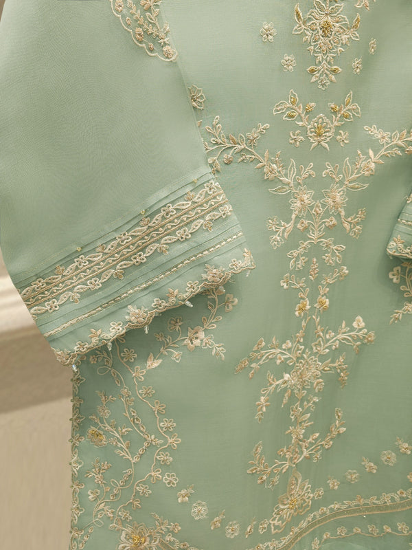 3 Piece - Pure Organza Embroidered Suit S113260