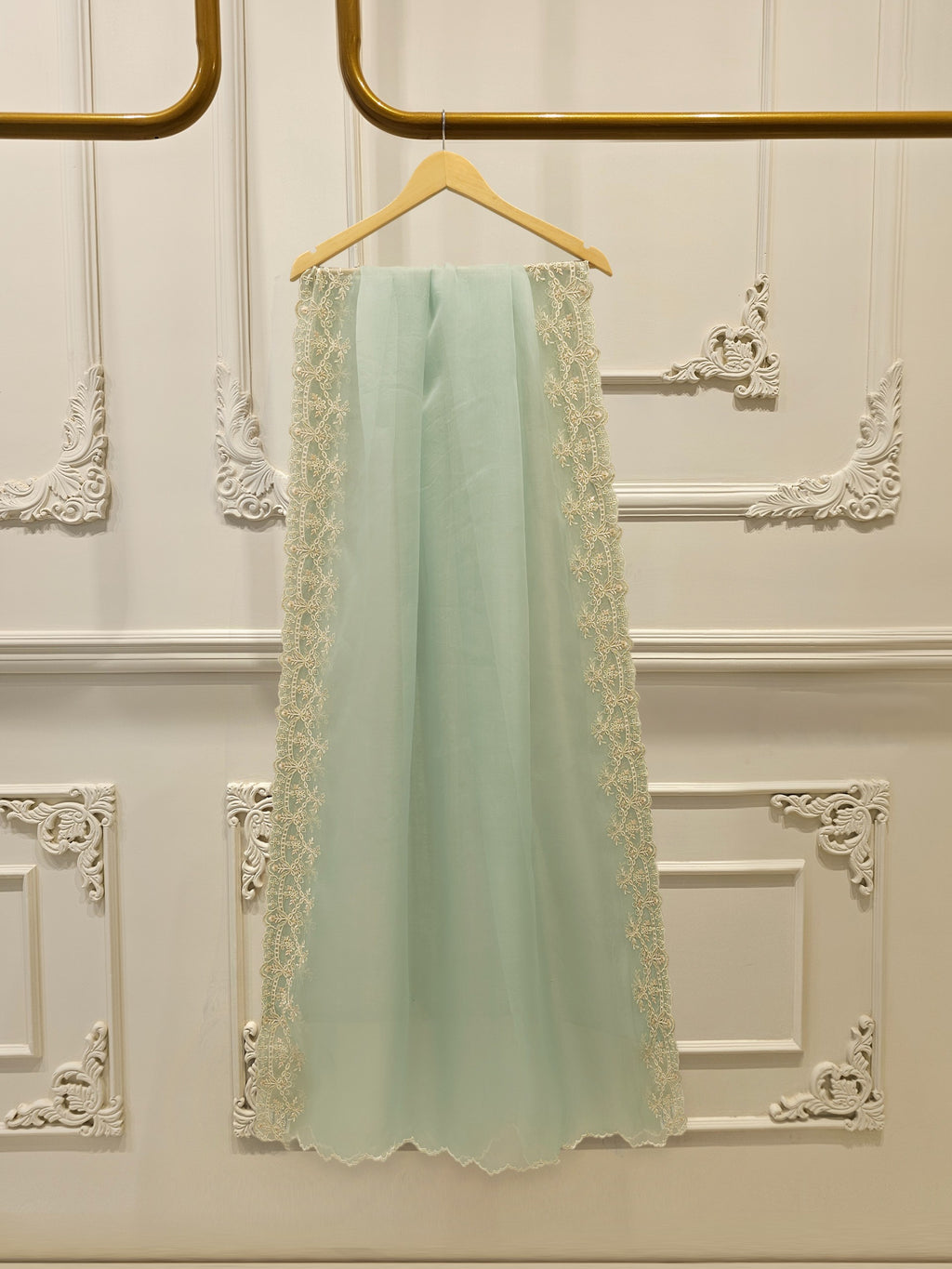 3 Piece - Pure Organza Embroidered Suit S113260