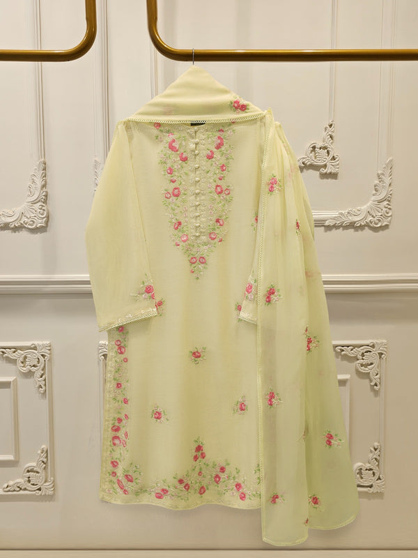 3 Piece - Pure Embroidered Cotton Net S113284