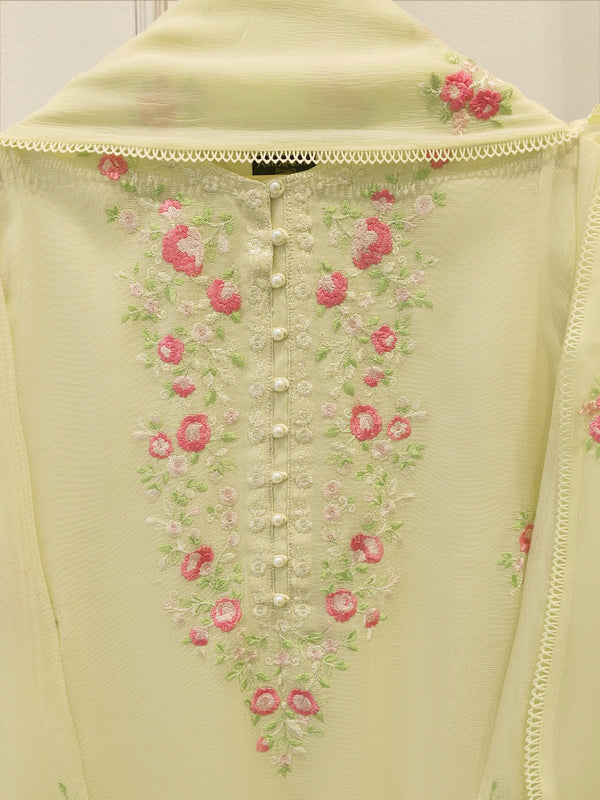 3 Piece - Pure Embroidered Cotton Net S113284