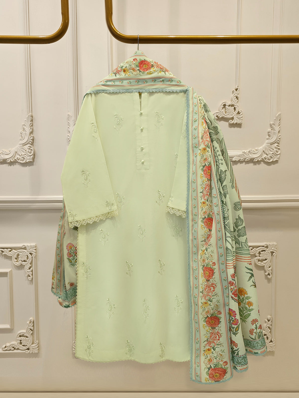 3 Piece - Embroidered Cambric Suit S113490