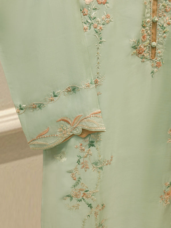 3 Piece- Pure Sheesha Silk Embroidered Suit S113491