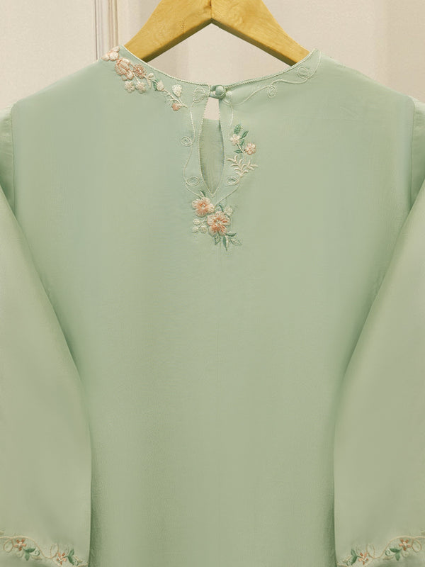 3 Piece- Pure Sheesha Silk Embroidered Suit S113491
