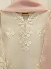 3 Piece - Pure Organza Embroidered Suit S113571