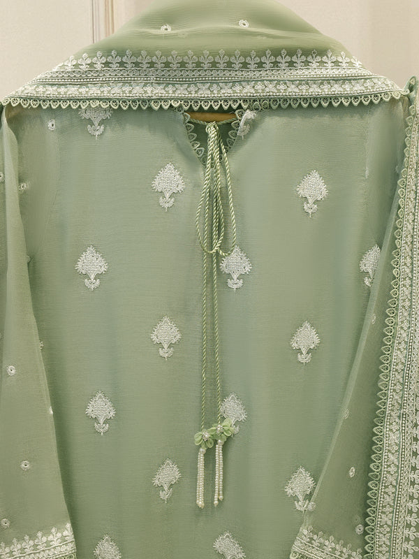 3 Piece - Pure Embroidered Cotton Net Suit S113595