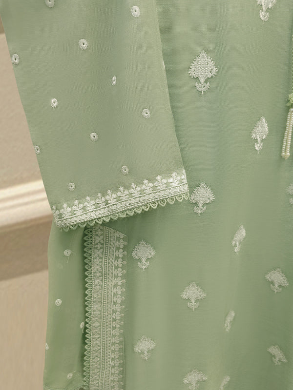 3 Piece - Pure Embroidered Cotton Net Suit S113595