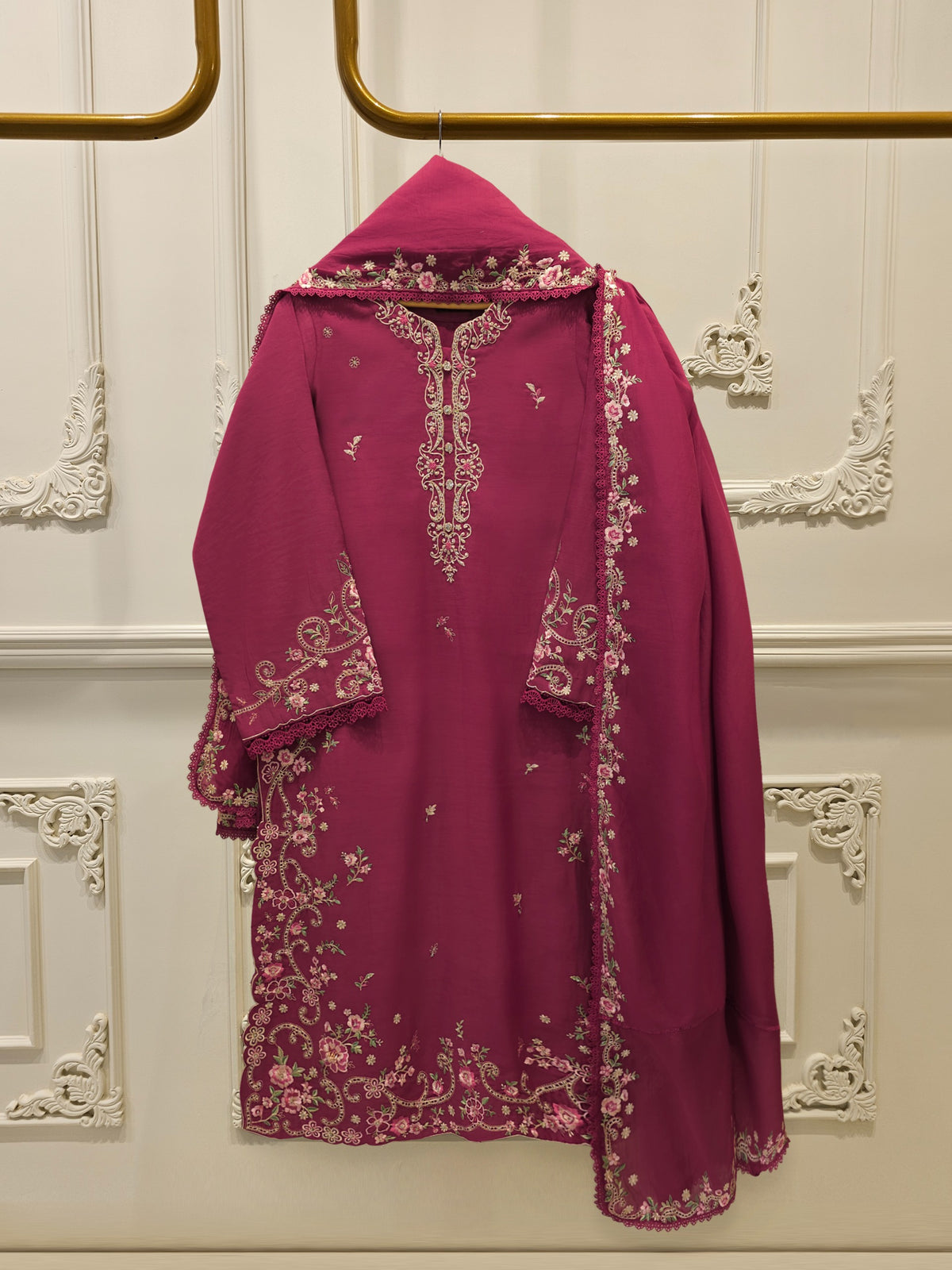 2 Piece - Embroidered Kora Cotton Suit  S113719