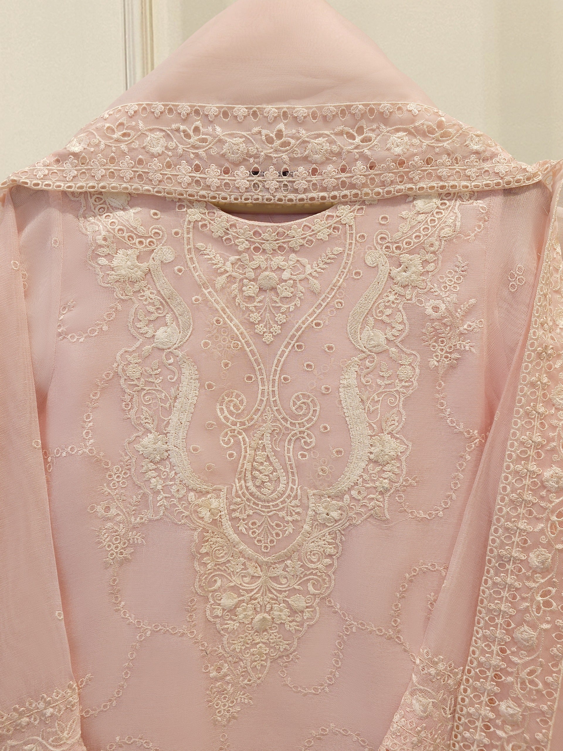 3 Piece - Pure Embroidered Cotton Net Suit S114014 Secondary image