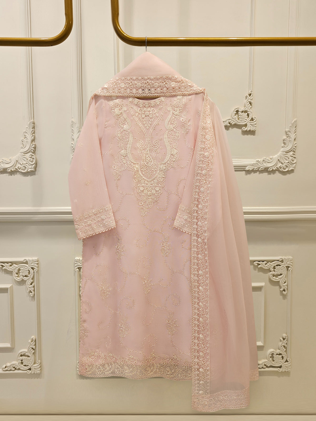 3 Piece - Pure Embroidered Cotton Net Suit S114014