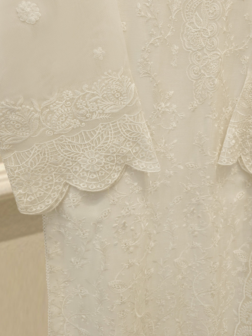 (Unstitched) 3 Piece - Pure Embroidered Cotton Net Suit S114058