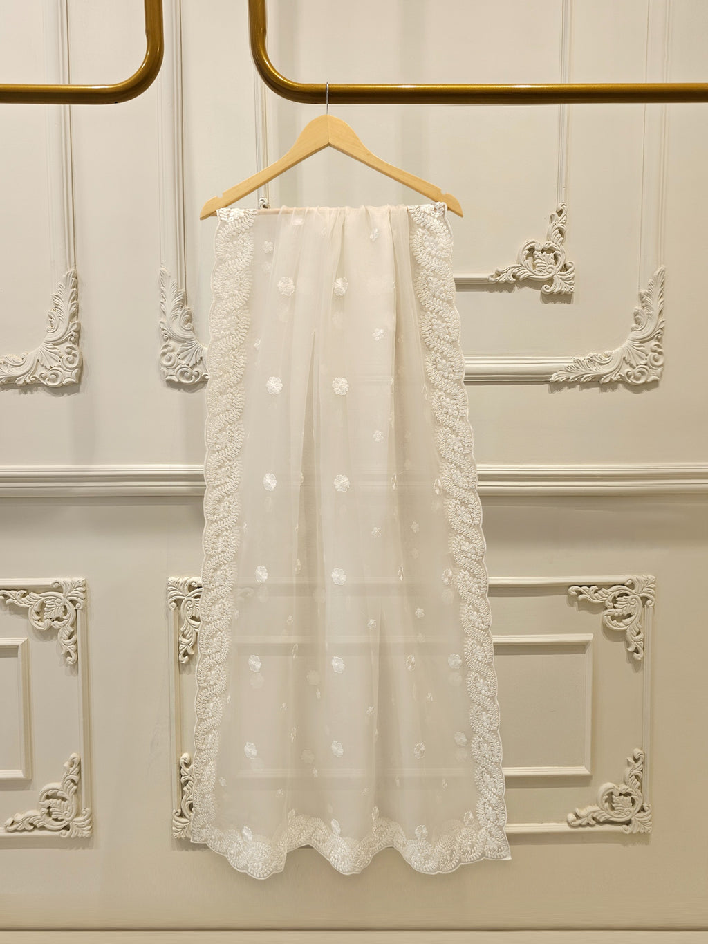 (Unstitched) 3 Piece - Pure Embroidered Cotton Net Suit S114058