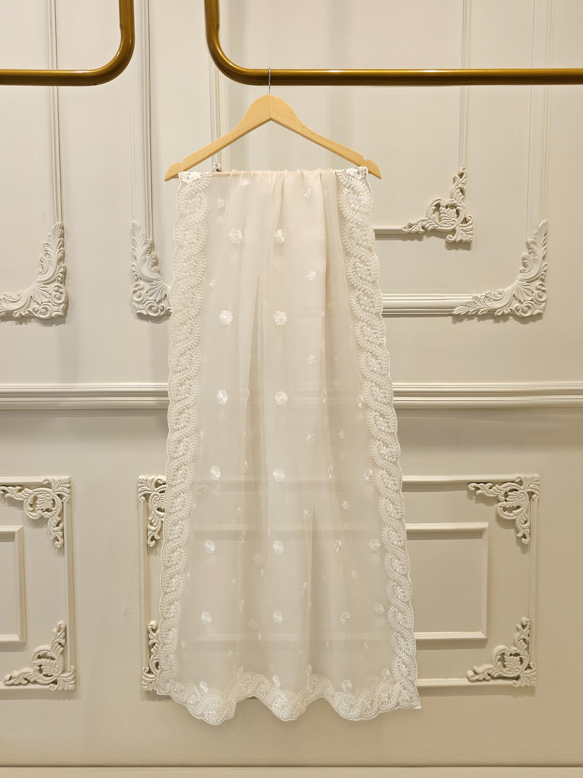 (Unstitched) 3 Piece - Pure Embroidered Cotton Net Suit S114058