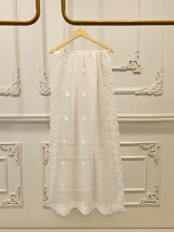 (Unstitched) 3 Piece - Pure Embroidered Cotton Net Suit S114058