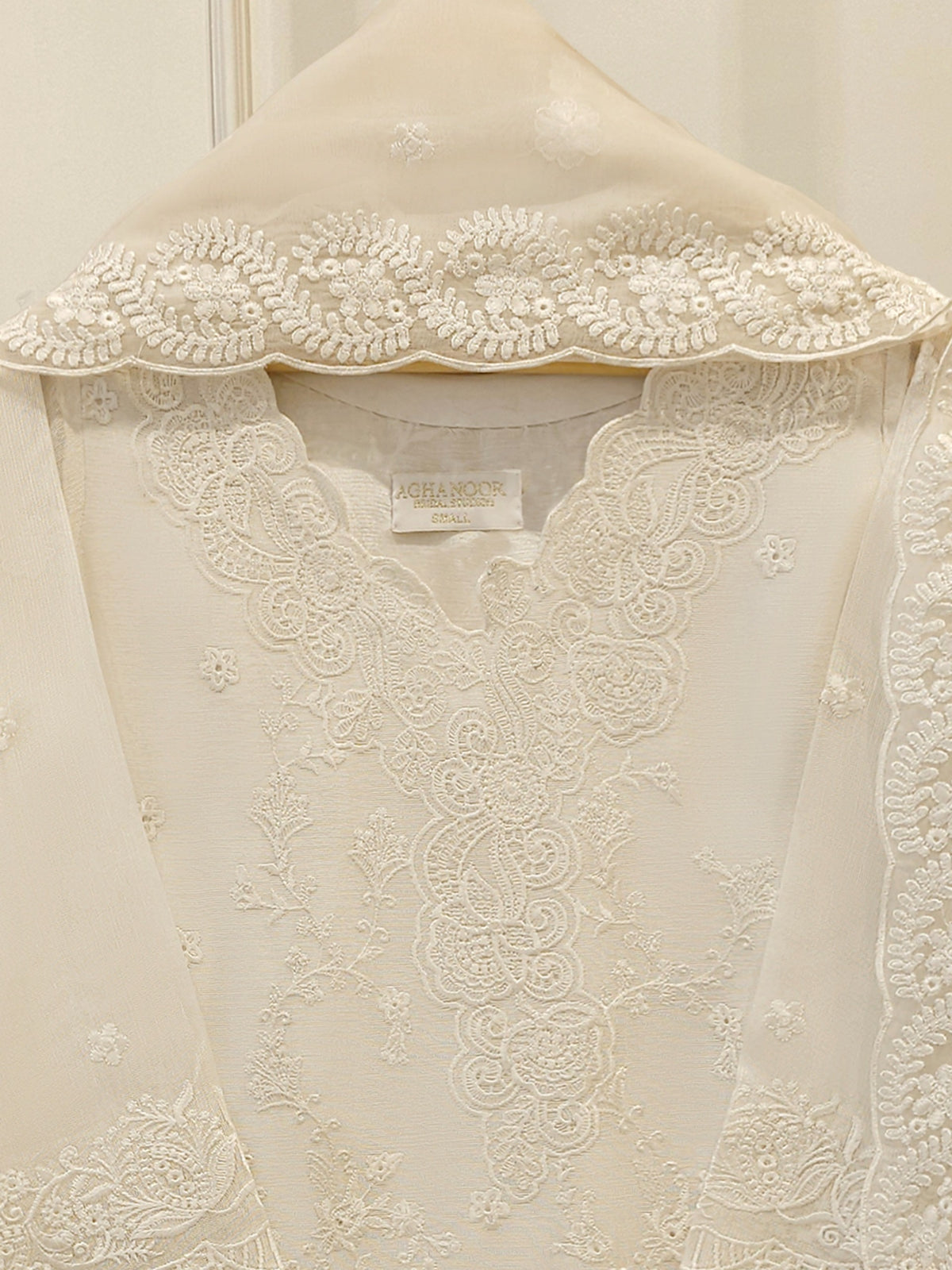 (Unstitched) 3 Piece - Pure Embroidered Cotton Net Suit S114058