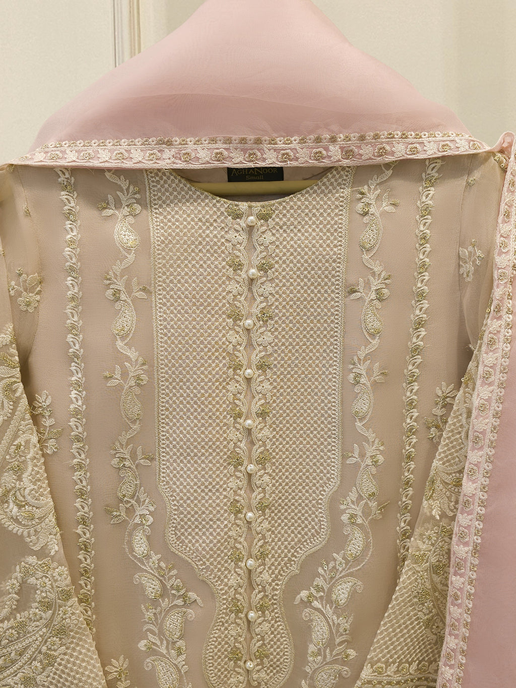 3 Piece - Pure Organza Embroidered Suit S114060