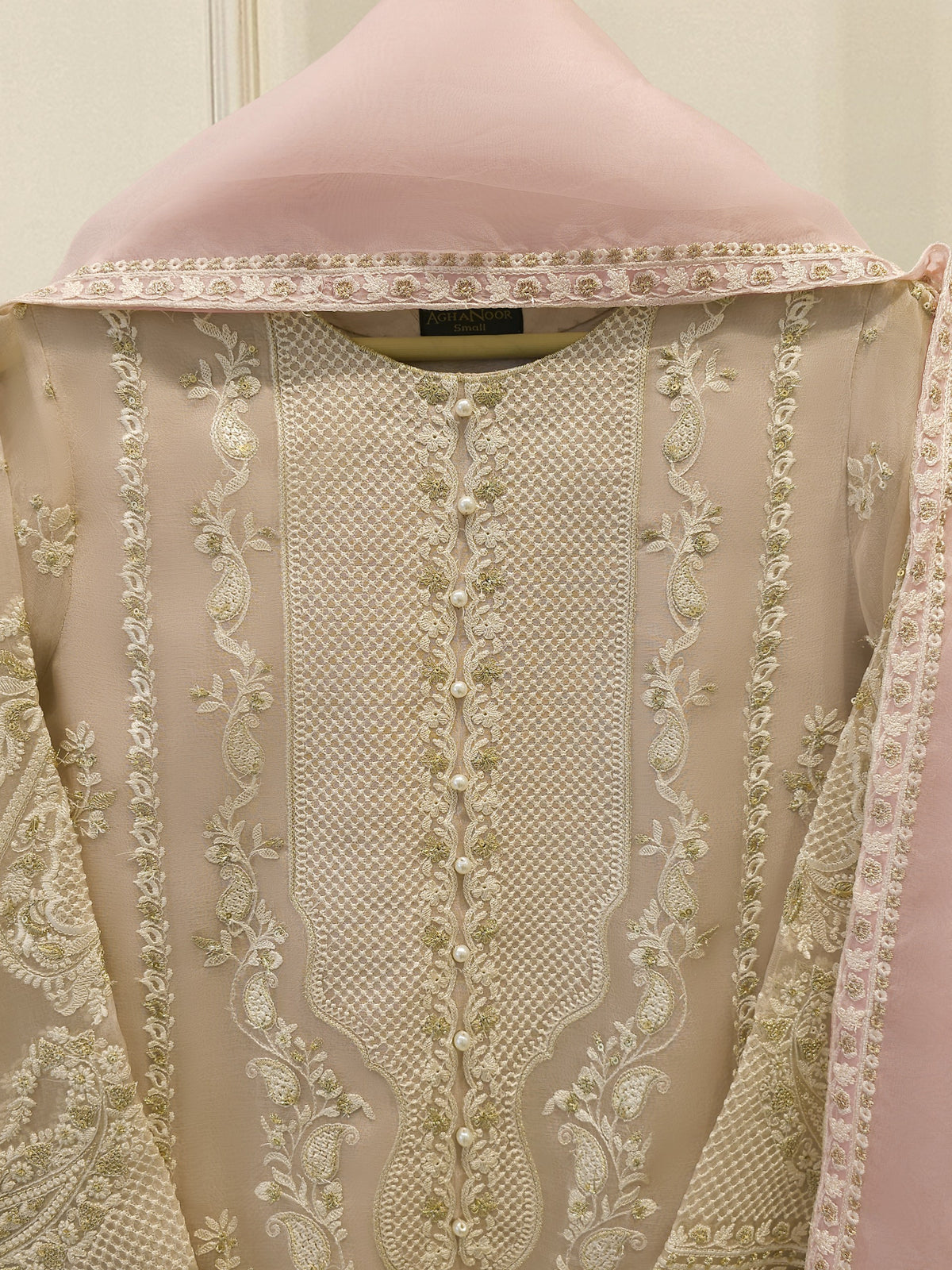 3 Piece - Pure Organza Embroidered Suit S114060
