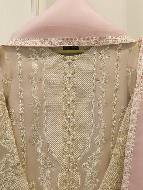 3 Piece - Pure Organza Embroidered Suit S114060