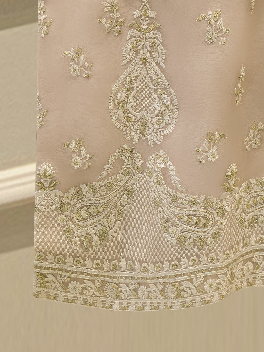 3 Piece - Pure Organza Embroidered Suit S114060