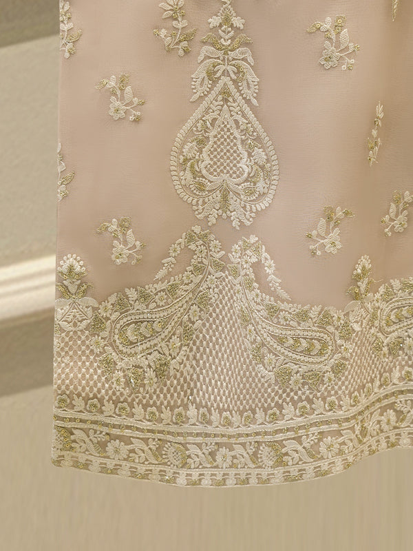 3 Piece - Pure Organza Embroidered Suit S114060