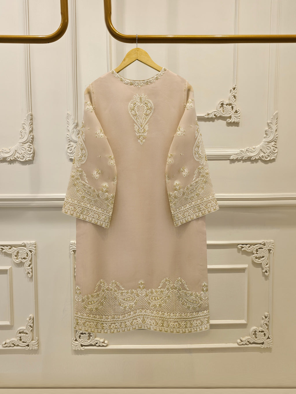 3 Piece - Pure Organza Embroidered Suit S114060