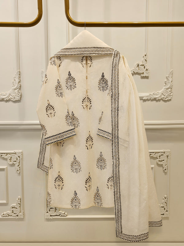 3 Piece - Hand Block Printed Kora Cotton Suit  S114102