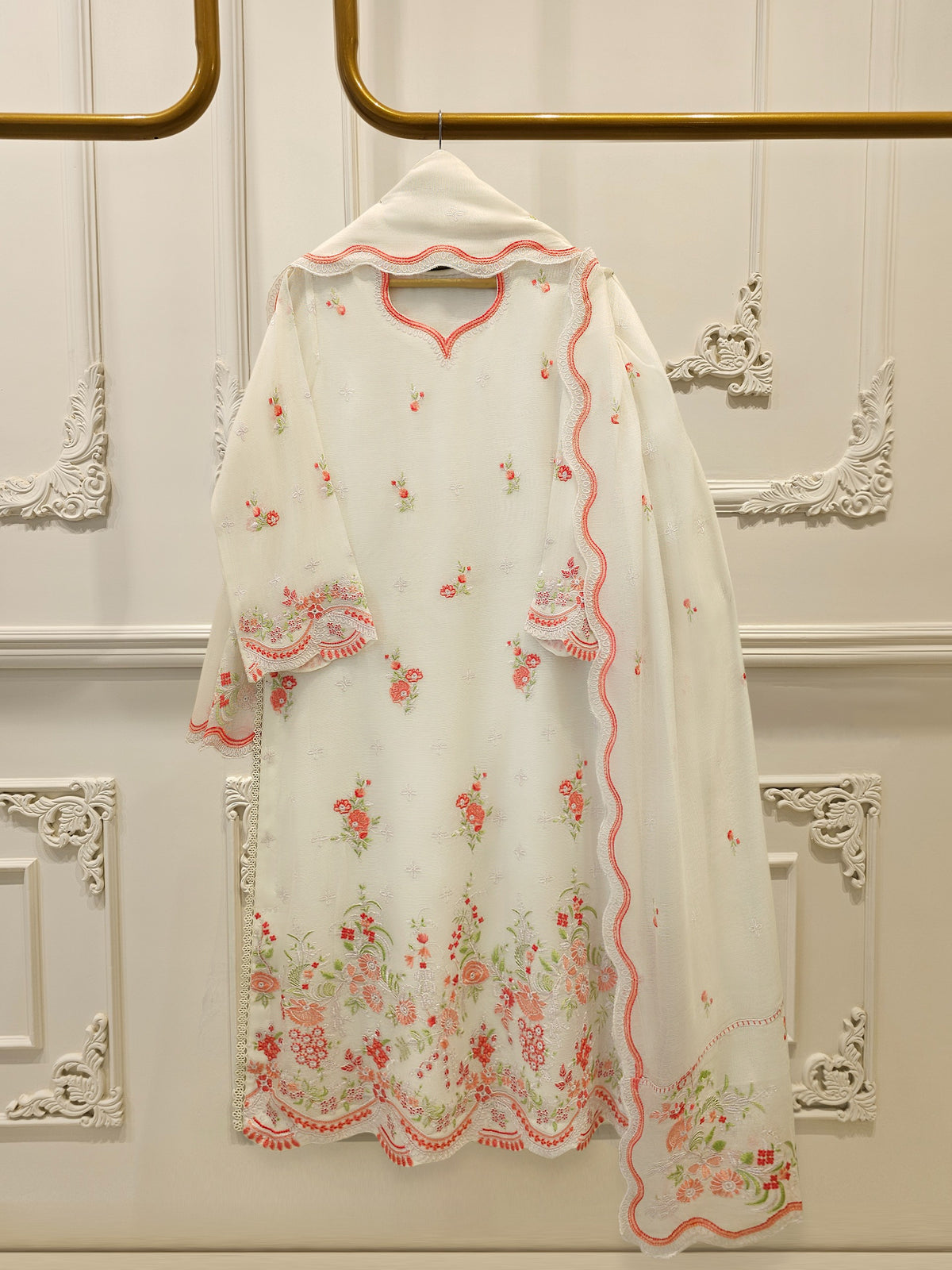 3 Piece - Pure Embroidered Cotton Net Suit S114104