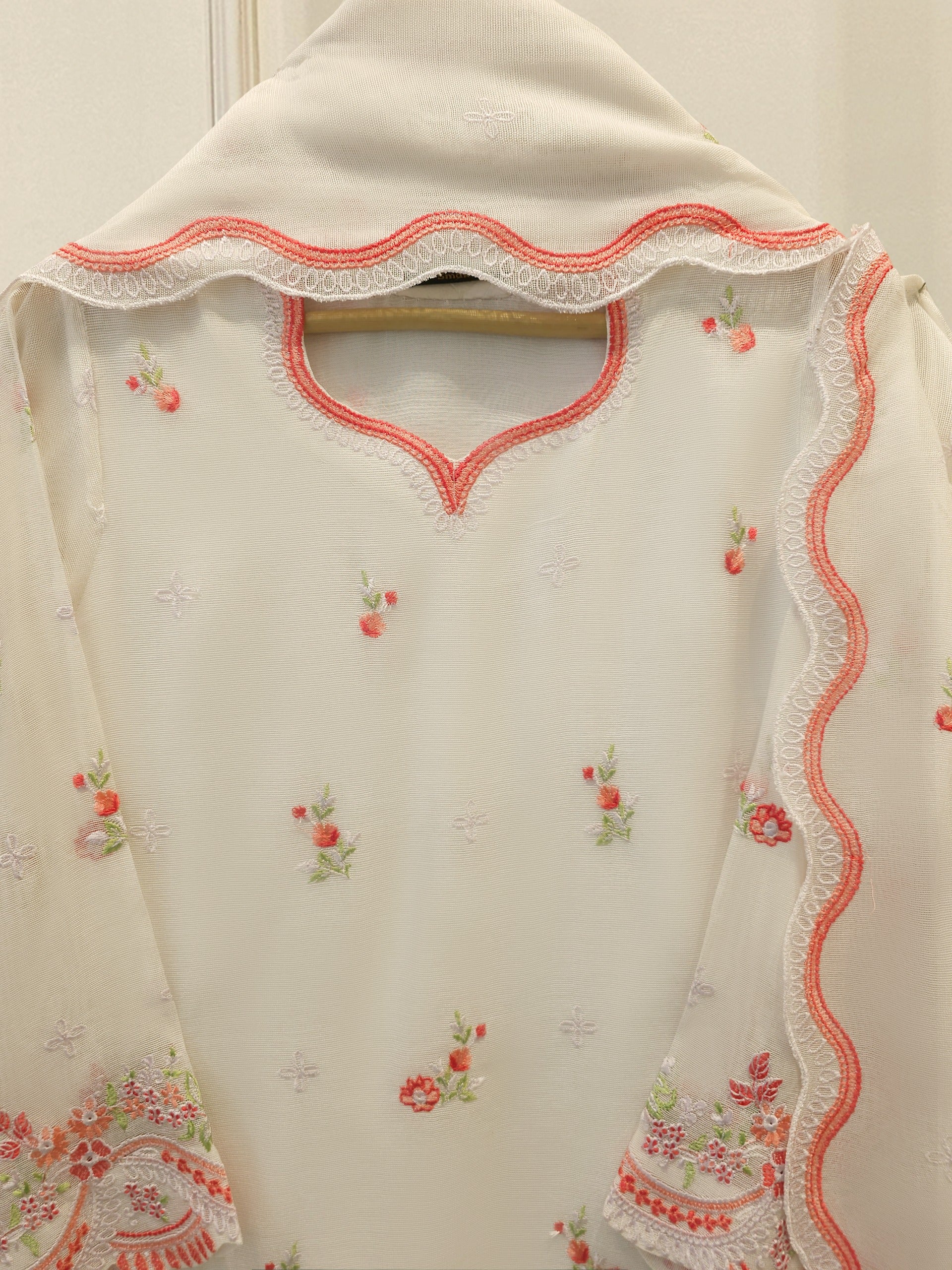 3 Piece - Pure Embroidered Cotton Net Suit S114104 Secondary image
